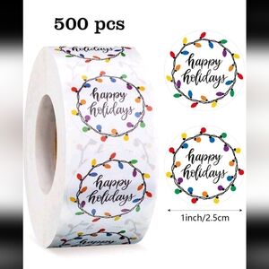 Happy Holidays Sticker Roll - 500 pcs